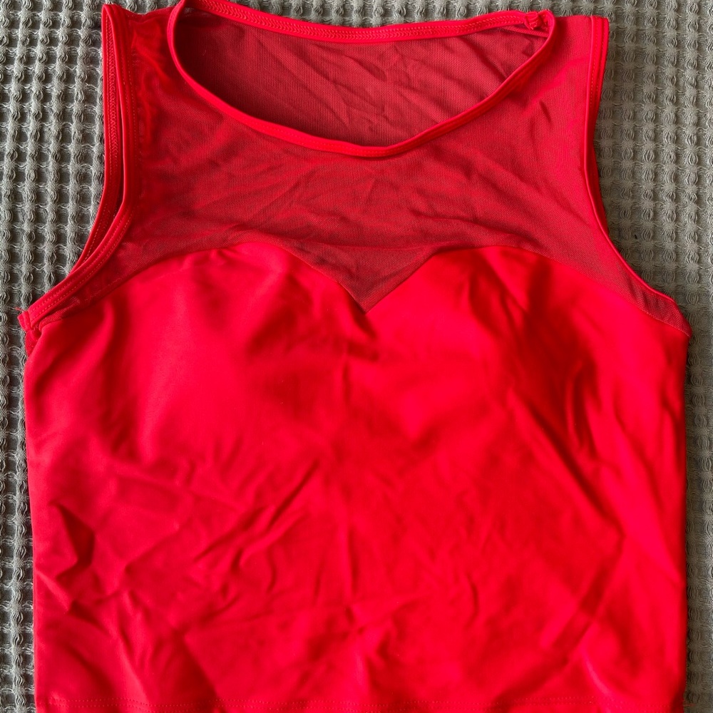 Kortni Jeane Red Netted Sweetheart Top